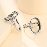 Thai Silver Adjustable Ring Base for 13x18mm Oval Cabochons