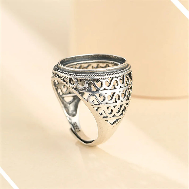 Thai Silver Adjustable Band Ring Base for 13x19mm Cabochons
