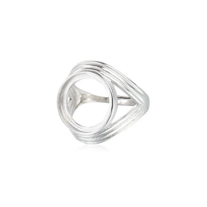 925 Silver Adjustable Ring Base for 14mm Round Cabochons SR0178