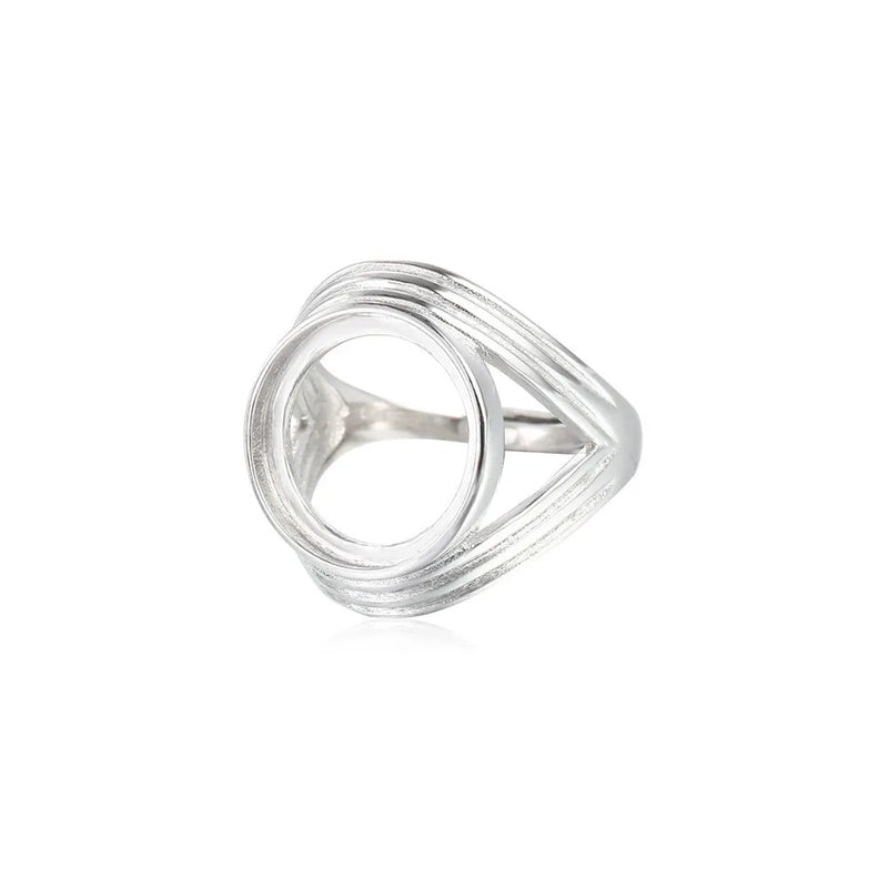 925 Silver Adjustable Ring Base for 14mm Round Cabochons SR0178