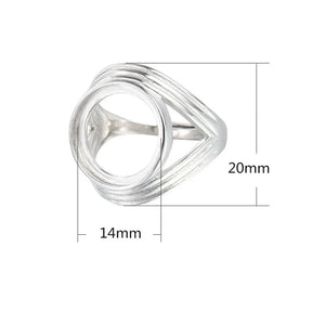 925 Silver Adjustable Ring Base for 14mm Round Cabochons SR0178