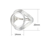 925 Silver Adjustable Ring Base for 14mm Round Cabochons SR0178