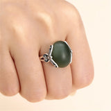 Thai Silver Oval Cabochon Ring Setting Antique Style Adjustable Base SR0349
