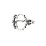 Thai Silver Oval Cabochon Ring Setting Antique Style Adjustable Base SR0349
