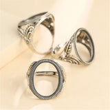 Thai Sterling Silver Adjustable Band Ring Base for 16x21mm Oval Cabochon