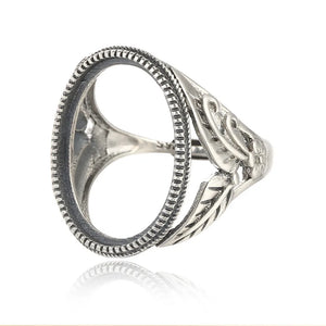 Thai Sterling Silver Adjustable Band Ring Base for 16x21mm Oval Cabochon