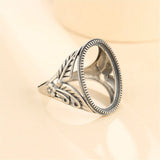 Thai Sterling Silver Adjustable Band Ring Base for 16x21mm Oval Cabochon