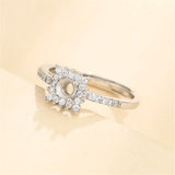 925 Silver Zircon Adjustable Ring Blank for 4x4mm Gemstones SR0115