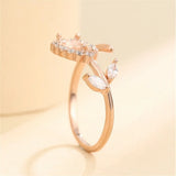 925 Silver Teardrop Cabochon Ring Setting, Zircon Adjustable Ring