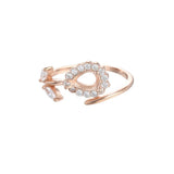 925 Silver Teardrop Cabochon Ring Setting, Zircon Adjustable Ring