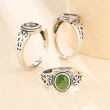 5.5x7.5mm Oval Cabochon Ring Setting Thai Silver Adjustable Band SR0027