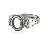5.5x7.5mm Oval Cabochon Ring Setting Thai Silver Adjustable Band SR0027