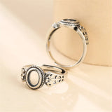 5.5x7.5mm Oval Cabochon Ring Setting Thai Silver Adjustable Band SR0027