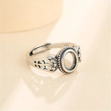5.5x7.5mm Oval Cabochon Ring Setting Thai Silver Adjustable Band SR0027