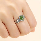 5.5x7.5mm Oval Cabochon Ring Setting Thai Silver Adjustable Band SR0027
