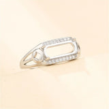 925 Silver Zircon Adjustable Ring Base for 5x11mm Rectangle Cabochons
