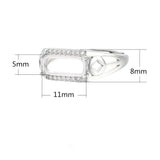 925 Silver Zircon Adjustable Ring Base for 5x11mm Rectangle Cabochons