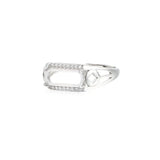 925 Silver Zircon Adjustable Ring Base for 5x11mm Rectangle Cabochons
