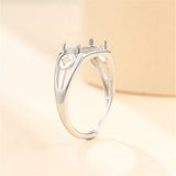 925 Silver Zircon Adjustable Ring Base for 5x11mm Rectangle Cabochons