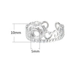 Crown Shape Ring Base 925 Silver Adjustable Ring Blank SR0366