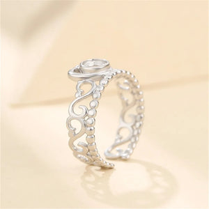 Crown Shape Ring Base 925 Silver Adjustable Ring Blank SR0366