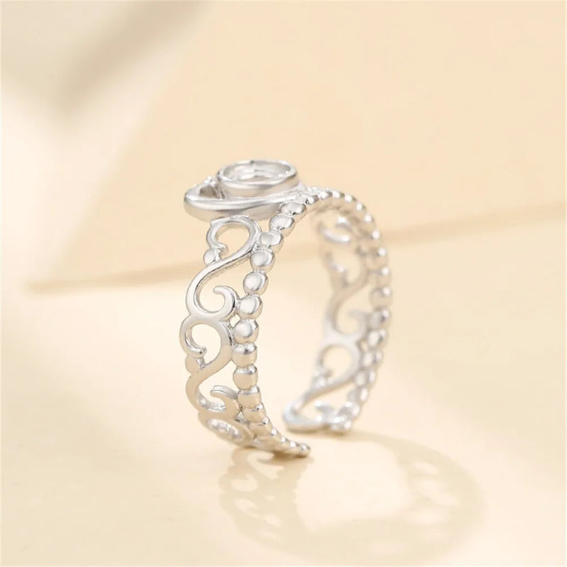 Crown Shape Ring Base 925 Silver Adjustable Ring Blank SR0366