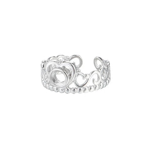 Crown Shape Ring Base 925 Silver Adjustable Ring Blank SR0366