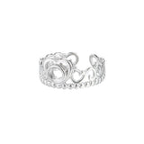 Crown Shape Ring Base 925 Silver Adjustable Ring Blank SR0366