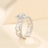Crown Shape Ring Base 925 Silver Adjustable Ring Blank SR0366