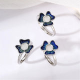 925 Silver Enamel Flower Ring Base for 5mm Round Cabochons