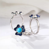 925 Silver Enamel Flower Ring Base for 5mm Round Cabochons