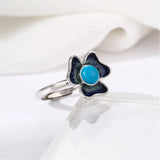 925 Silver Enamel Flower Ring Base for 5mm Round Cabochons