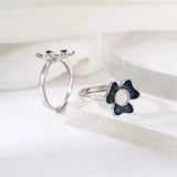 925 Silver Enamel Flower Ring Base for 5mm Round Cabochons