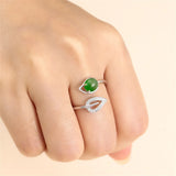 925 Silver Zircon Adjustable Ring Base for 5x7mm Oval Cabochons