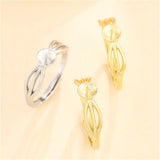 Adjustable Ring Base for 6mm Beads or Pearls Plated 925 Silver SR0130