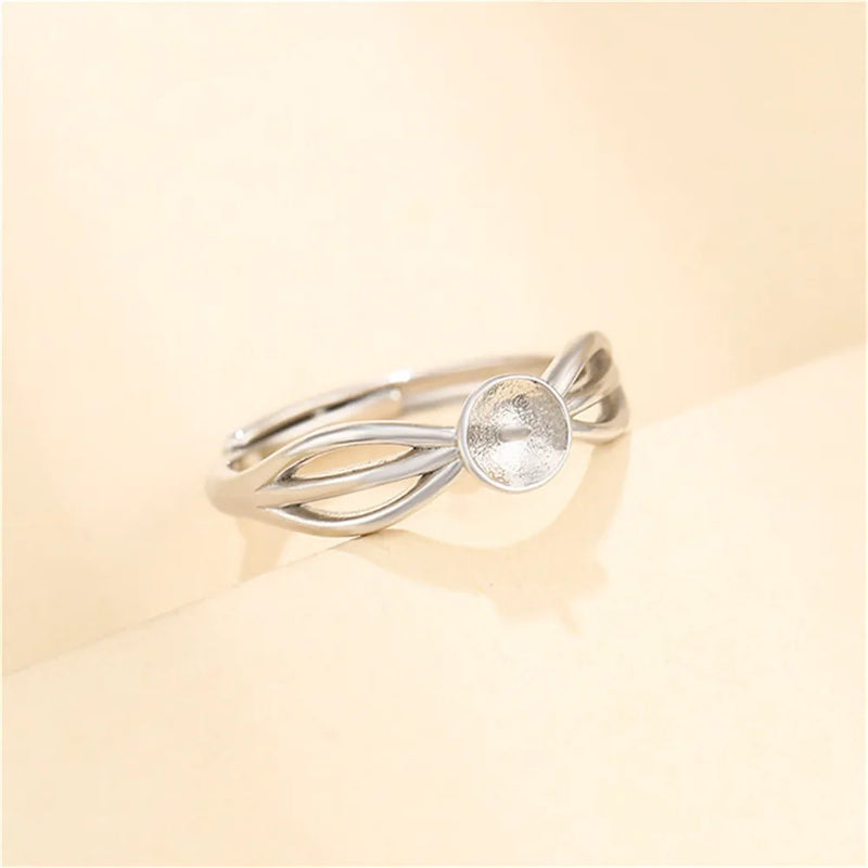 Adjustable Ring Base for 6mm Beads or Pearls Plated 925 Silver SR0130