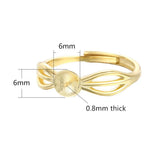 Adjustable Ring Base for 6mm Beads or Pearls Plated 925 Silver SR0130