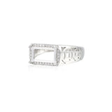 925 Silver Zircon Adjustable Ring Base for 6x11mm Rectangle Cabochons