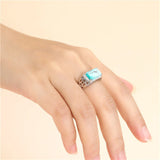 925 Silver Zircon Adjustable Ring Base for 6x11mm Rectangle Cabochons