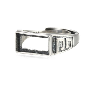 Adjustable Thai Sterling Silver Ring Setting for 6x12mm Cabochons