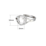 925 Silver Adjustable Ring Base for 6mm Cabochons
