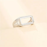 925 Silver Zircon Adjustable Ring Base for 7x14mm Cabochons