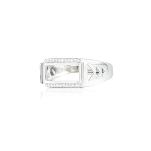 925 Silver Zircon Adjustable Ring Base for 7x14mm Cabochons