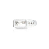 925 Silver Zircon Adjustable Ring Base for 7x14mm Cabochons