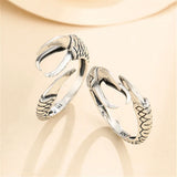 Adjustable Thai Silver Eagle Claw Ring Setting for 8-10mm Beads