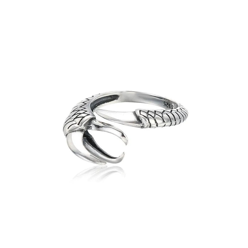 Adjustable Thai Silver Eagle Claw Ring Setting for 8-10mm Beads