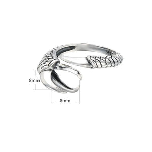 Adjustable Thai Silver Eagle Claw Ring Setting for 8-10mm Beads