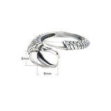Adjustable Thai Silver Eagle Claw Ring Setting for 8-10mm Beads