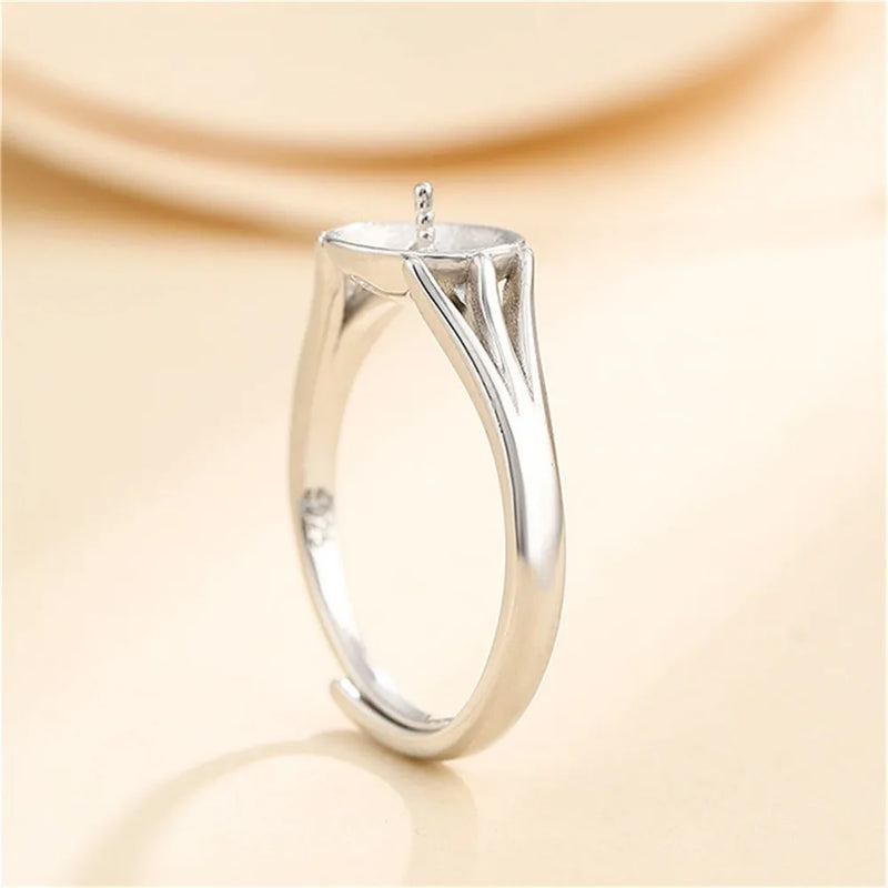 Adjustable 925 Silver Ring Setting for 8-10mm Beads or Pearls