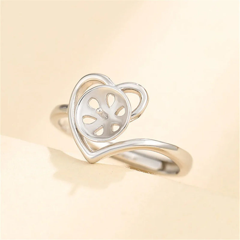 925 Silver Adjustable Ring Base for 8-10mm Beads or Pearls